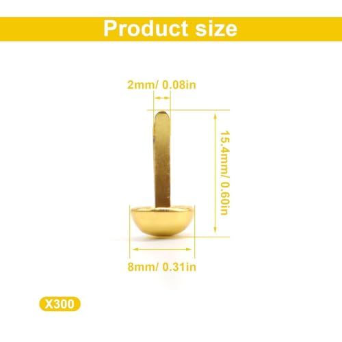 txuzong 300 Stück Goldene Musterbeutelklammern, Rundkopfklammern, Metallklammern für Scrapbooking, Bastelklammern, Dekorative Klammern, für Scrapbooking, Papier, Karten