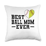 best ball mom ever softball Throw Pillow