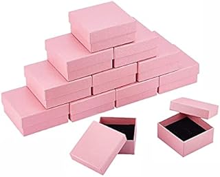 15pcs carboard jewellery boxes, earring boxes, ring box, kraft boxes, jewelry packaging, jewelry box small, earrings boxes for jewelry gift, earrings jewelry box size:5x5x2.2cm(pink earrings box)