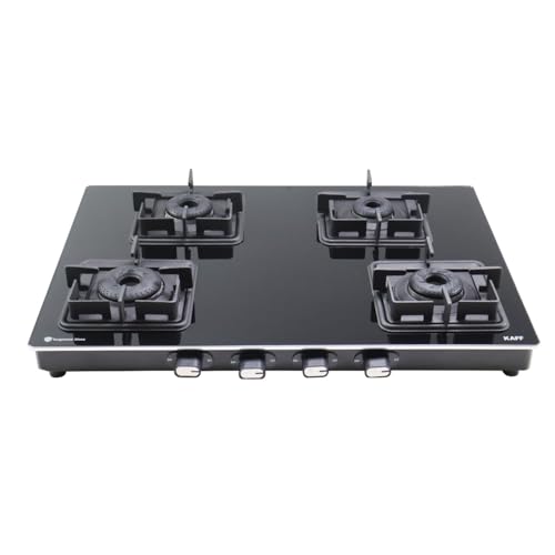 KAFF Cooktop 4 Burners 69 CM, Black Coated Brass Burners With Auto Electric Ignition, Slim Line Design, Decorative SS Moulded Strip on All Sides... - Image 2
