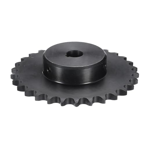 Image of uxcell #40 Chain Roller Sprocket B Type, 5 /8 inch Bore 30 Tooth Single Strand Chain Sprocket, Carbon Steel, Keyway with Set Screws