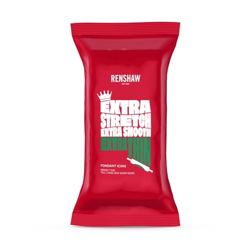 Renshaw Green Extra Stretch Smooth & Thin Fondant Icing 1 kg (Pack of 1) - Ready to Roll Icing for Cakes