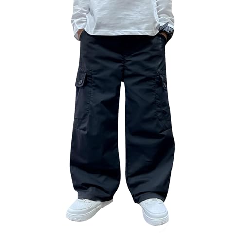 Generisch Winter Thermo Cargohose FüR Jungen Warm LäSsige Jogginghose Bequeme Hose Mit Geradem Bein Lockere Aktive Jogger Hose Baggy Outdoorhose Winddichte Freizeithose Sporthose