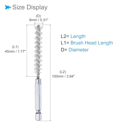 CoCud Bürstenkopf, 8 mm Durchmesser, 4 Zoll Länge, Nylon Reinigungsdrahtbürsten mit 1/4 Zoll Sechskantschaft - (Anwendungen: für Bohrmaschine, Schleifmaschine), 5 Stück
