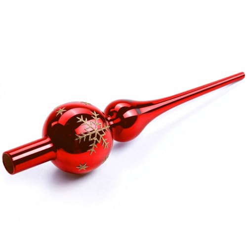 Weihnachtsbaumspitze aus Glas, Christbaumspitze Rot, 26cm Baumspitze...