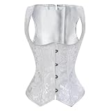 GMDNS Lingerie & Intimo Da Donna Corsetto Sottoseno In Acciaio Intelaiato Con Corsetto A Tracolla In Vita Vintage Gotico Con Jacquard E Vita Cincher Gilet Steampunk Taglie Forti Blu Xxxl 829-Bianc