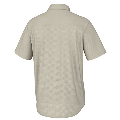 Image of HUK Men's Tide Point Kc Scott Original Artwork Short Sleeve Shirt, Fishing Button Down