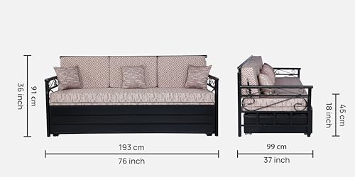 Image of 3 Seater Metal Sofa Cum Bed with Hydraulic Storage | King Size Sofa Cuma Bed | 3 Seater Sofa Set, Metal Sofa Set for Living Room (Multi & Black, King Size (76 x 72))