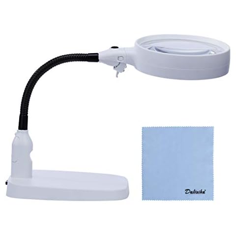 Delixike 10X Magnifying Lamp,Table & Desk Lamp with Ultra Bright Energy Saving LED Light, Great Hands Free Magnifier for Reading, Hobbies, Crafts, Workbench, Diamond Art Cover