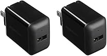 Amazon Basics One-Port 12W USB Wall Charger for Phone, iPad, and Tablet, 2.4 Amp, Black (2-Pack)