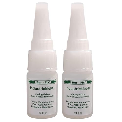 Ber-Fix Pegamento industrial de 10 g – Superpegamento fino capilar – para porcelana, cerámica, vidrio, plástico y modelismo – con cierre de aguja
