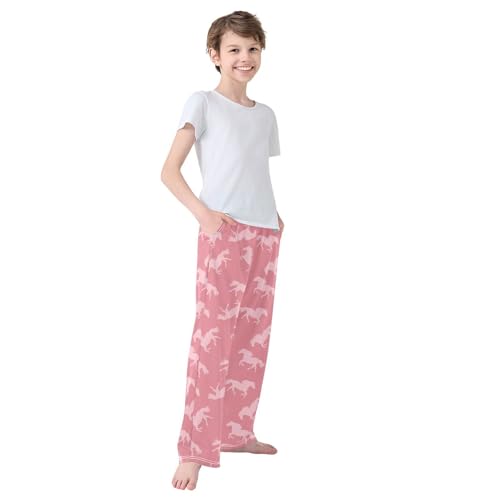 Boys' Pants Pink Horse Animal Pattern Long Bottoms Jogger Pants Elastic Waist Trousers with Pockets S-XL4