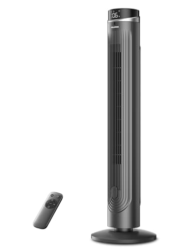 Image of Pelonis 42-Inch Tower Fan for bedroom, Standing Fan with 90 Oscillation, 28ft /s, 5 Speeds & 4 Modes, Eco Mode, 12H Timer, 23dB Quiet, Remote Control, Easy Assembly, LED Display