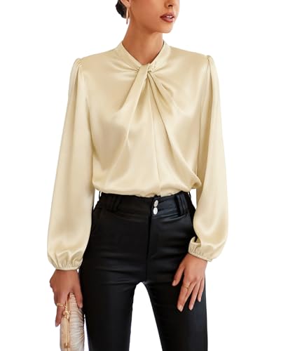 GRACE KARIN Womens Dressy Business Casual Blouses,Long Sleeve Tops,Silk Satin Dress Shirt Fall...