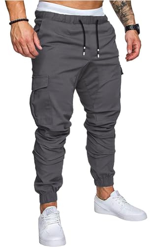 Pantalon de sport tendance pour homme en coton gris foncé taille M