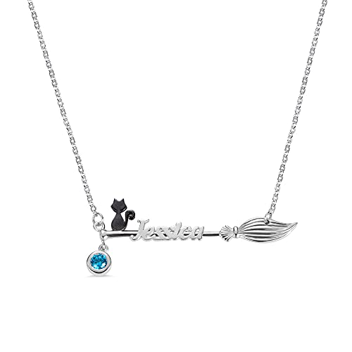 AILIN Custom Halloween Broom Necklace Black Cat/Wizard Hat