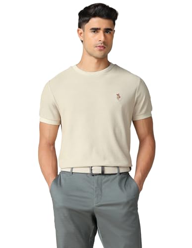 Image of U.S. Polo ASSN. Solid Slim Fit Cotton T-Shirts for Men - Breathable & Comfortable, Half Sleeves Mens Casual T Shirts