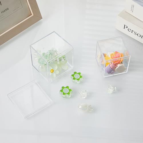 Image of Gonice 30 Pack Acrylic Boxes with Lid, Small Square Storage Black Lid Box for Jewelry, Candy, Crafts, 2.2x2.2x2.2 /5.5x5.5x5.5CM (30pcs clear)