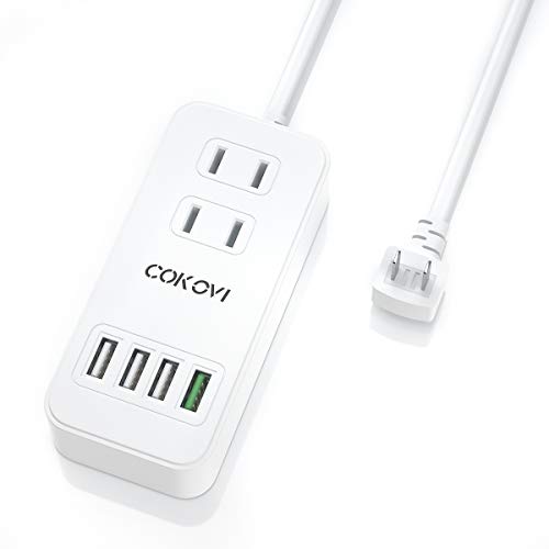 電源タップ USBコンセント【COKOVI】USB 電源タップ USB充電器 QC3.0急速充電【PSE認証済】ACアダプター2個口 4個USBポート 一体式充電器 1.5mコード 延長コード 雷ガード 家庭 オフィス用 テーブルタップ ホワイト