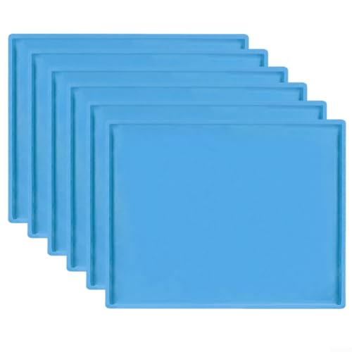 Yhenlovtt Deshidratadores de silicona con diseño de borde elevado para verduras, alimentos, paquete de 6 forros antiadherentes para bandejas de frutas para hornear (azul)