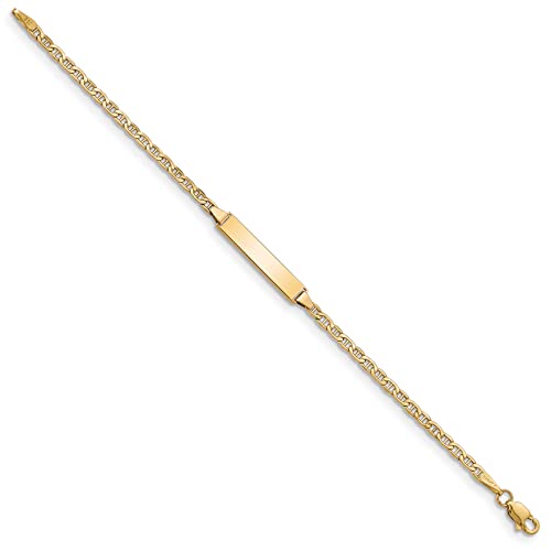 14K Solid Yellow Gold Anchor Mariner Link Chain Name Bar Identification ID Bracelet3