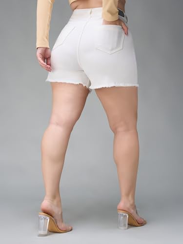 Image of Miss Chase A+ Women's Regular High Rise Mild Distress Regular Denim Skorts