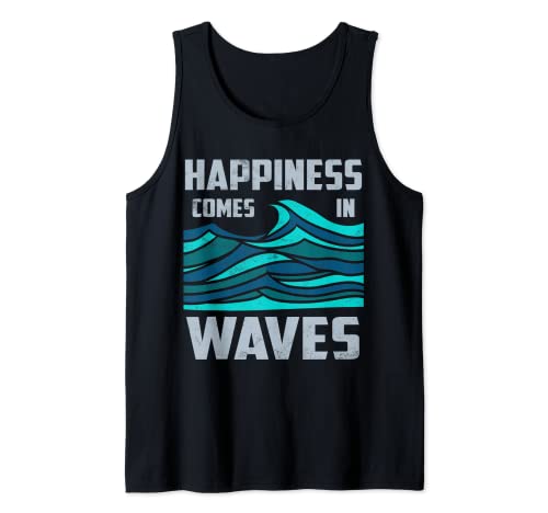 Happiness Comes In Waves Cool Vintage Wave Surfer Surf Gift Tank Top