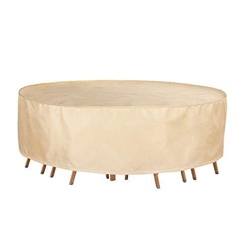 Hentex Water-Resistant 94 Inch Round Patio Table & Chair Set Cover