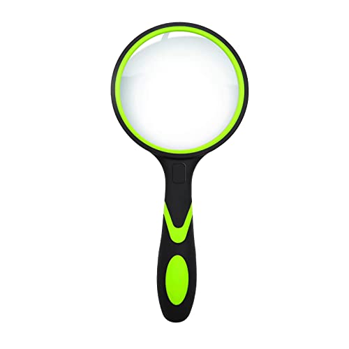 NeuWook Lupe, 10X Handheld Leselupe HandLupe, 50mm Bruchsicherer rutschfest Weicher Hand-Schaft Lupe für Senioren Kinder Wissenschaftsbücher, Zeitungen, Lesen, Insekten, Hobbybeobachtung(Grün) Cover