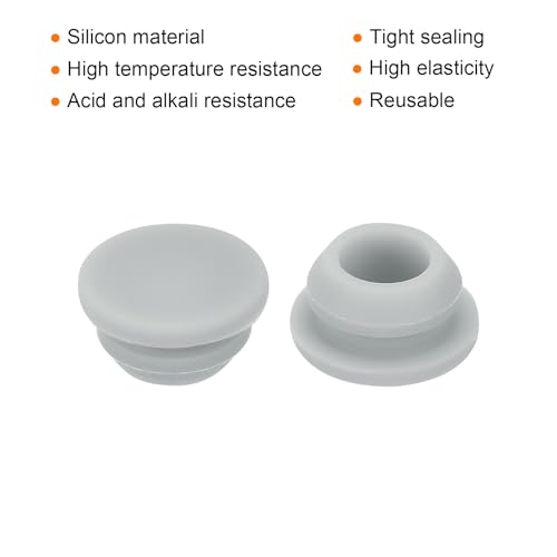 Image of MECCANIXITY 30pcs Silicone Snap in Locking Hole Plugs,9mm /0.4 Inch Mounting Diameter Narrow Groove Width 2mm Panel Seal Cover Round for Kitchen Bulkheads Waterproof Sealing Plugs Grey