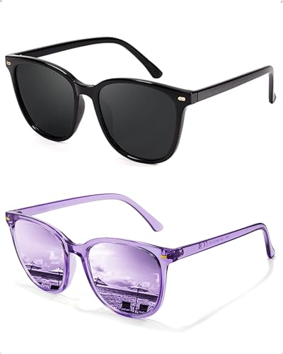 Image of 2 Packs Sunglasses for Women Polarized UV400 Protection Lens Big Frame Fashion Glasses Trendy Stylish Shade