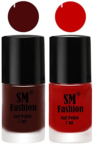 Image of Long Lasting Nail Polish | Nail Paint Combo 7 ml Each) - Set of 2 Wine-Orange
