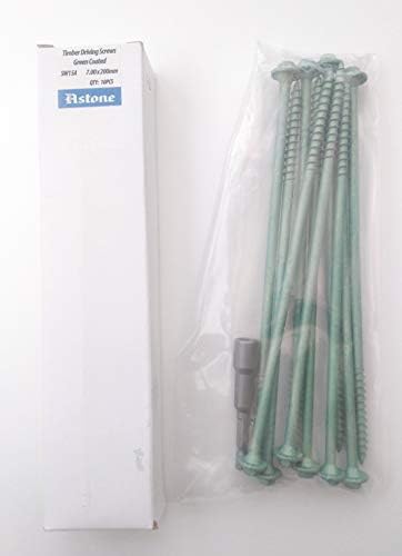 Astone Green Hex drive Timber fixing/landscaping screws with free driving bit (10, 200mm)