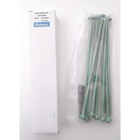 Astone Green Hex Drive Timber Fixing/Landscaping Screws with Free Driving bit (10, 200mm) Cover