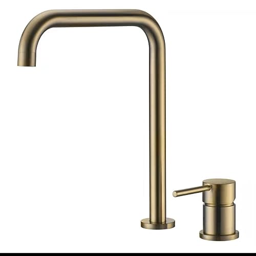 Robinet cuisine rotatif couleur or brossé pour évier et vasque