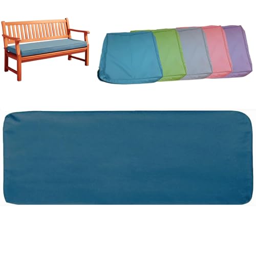 Genérico Funda de Cojín para Banco de 5 Cm de Grosor Jardín con 2 Correas de Sujeción de Repuesto Antideslizante y Lavable de Lino para Banco,Dark Blue,150x60x5cm