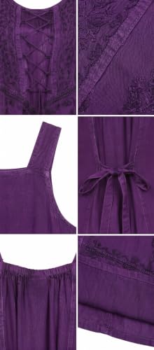 Image of Sakkas Stella Long Tank Top Adjustable Caftan Corset Dress with Embroidery