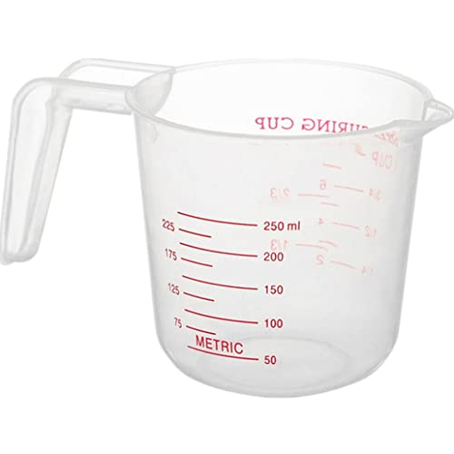 Cooking Baking Measuring Jug,250ml Clear Plastic Measuring Jug, Measuring and Mixing Jug with Handle,Transparent Measuring Cup Jugs for Baking Cooking, Easy to Read Measurements