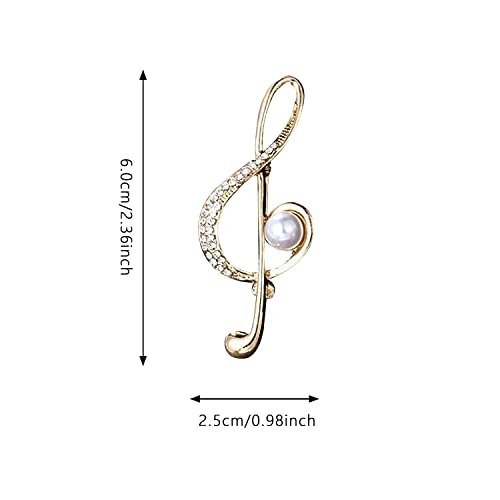 Broche clé de sol en métal perlé et strass colorés aux finitions haute joaillerie - 2