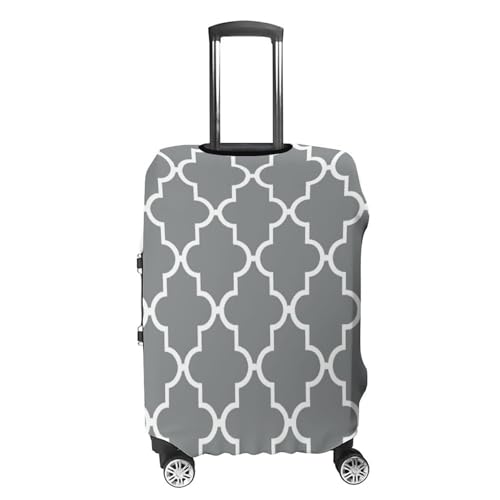 Carry on Luggage Cover Quatrefoil Grey Suitcase Covers for Luggages Tsa Approved Travel Luggage Sleeve Protector Elastic Suitcase Protector Anti-Scratch Washable Fits 19-30 Inch Case -L4