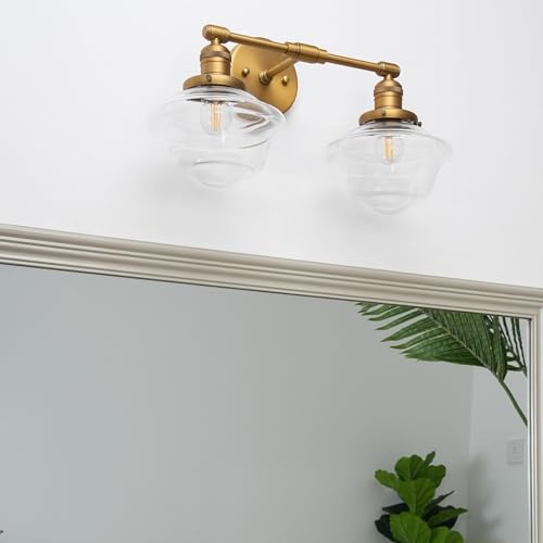 Image of Pathson 2 Lights Bathroom Sconces Hardwired Wall Sconce Lamp, Modern Wall Vanity Lights Clear Glass, Indoor Wall Painting Light Fixtures for Living Room Bedroom