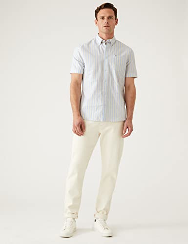 Image of Marks & Spencer Mens Striped Cotton Collared Neck Regular Fit Oxford Shirt