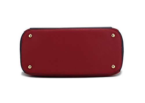 Conjunto de 2 piezas MKF: bolso tote para mujer y monedero, bolso de mano de cuero sintético PU con asa superior y correa para hombro miniatura 7