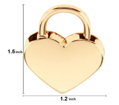 Image of 1 pcs Metal Heart Shaped Polished Padlock with Skeleton Key Replacement Handbag Bag Wedding Bow Lock Jewelry Box Storage Box Lock Diary Book (Gold-1 pcs)