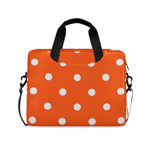 Sacoche ordinateur portable 15,6 pouces à pois orange avec poignée et bandoulière