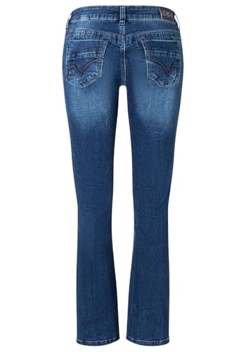 Timezone Damen Jeans Slim TAHILA TZ - Mid Waist - Slim Fit - Blau W25-W33 Stretch, Größe:32W / 32L, Farbe:T1 70005.3043-27-6892 Lush Blue wash 6