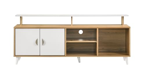 Image of DeckUp Capella Engineered Wood TV Unit (Wotan Oak & White, Matte Finish)