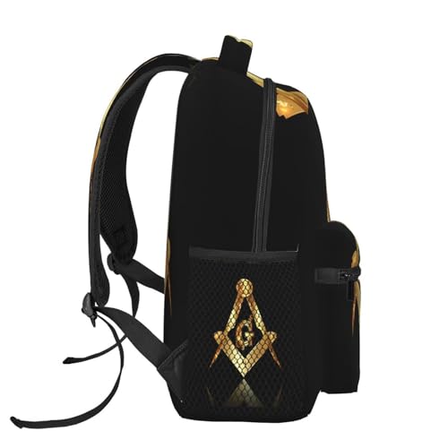 Backpack Lightweight Backpack for College Travel Work for Men Women, for Gold Freemason Freemasonry Masonic3