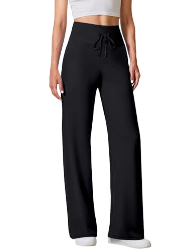 Womens Yoga Pants Straight Leg Work Pants Casual Stretchy Pull On Slacks with Drawstring