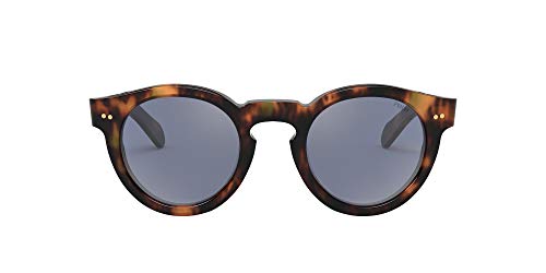 Polo Ralph Lauren Men's PH4165 Round Sunglasses, Shiny Jerry Havana/Mirrored Blue, 46 mm